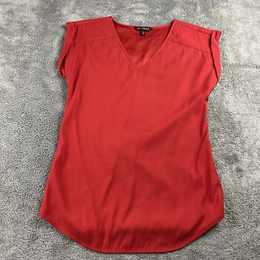 Express Short Sleeve Top Shirt‎ Womens XS Red